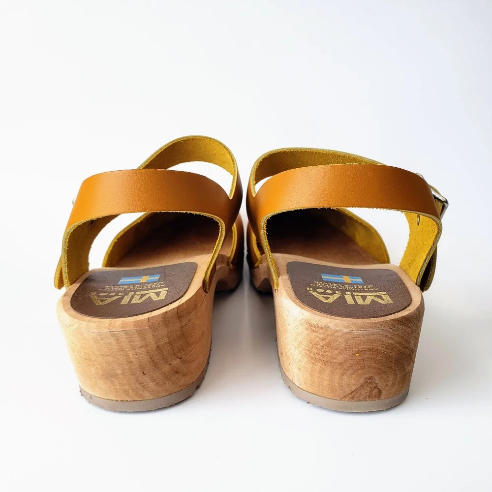 MIA Sofia Swedish Clog Free People Size 36 & 40 Mustard Yellow Leather Mary Jane - Picture 10 of 13